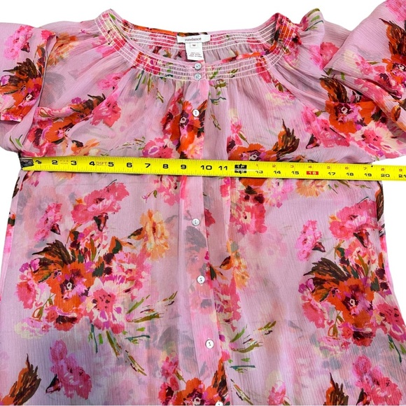 Sundance Sheer Silk Pink Floral Top SZ Medium Lightweight Cottagecore GUC - Picture 5 of 7